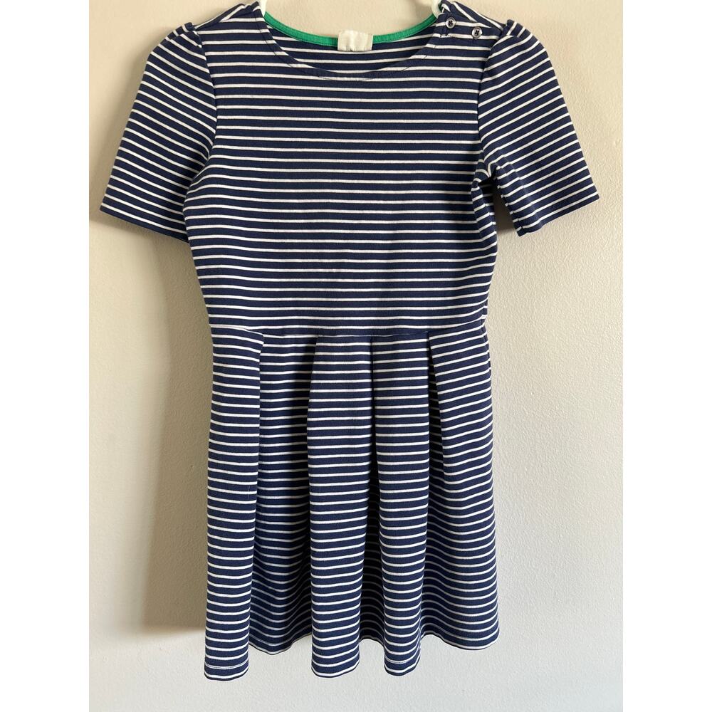 Crazy 8 Girls Striped Dress Size L 10-12 Blue Short Sleeve Knit Stretch Casual